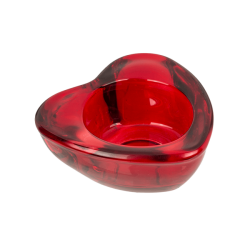 Szív alakú üveg gyertyatartó piros