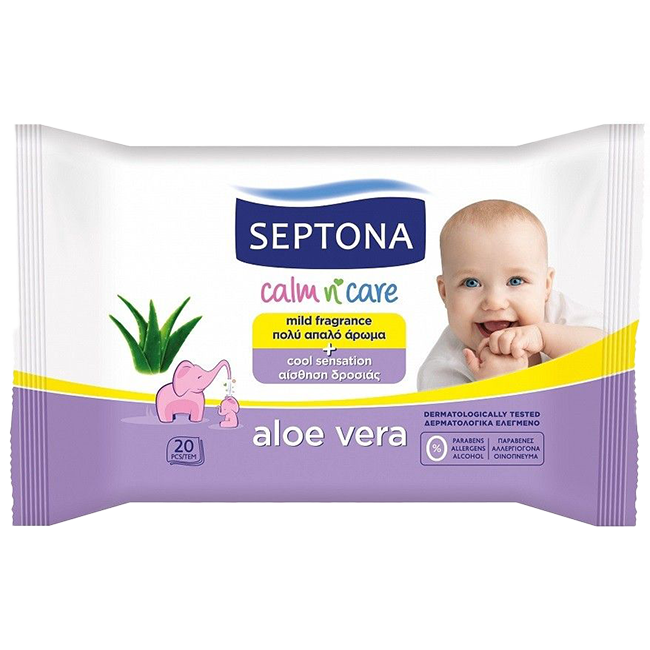 Septona  aloe vera popsitörlő kendő 20db