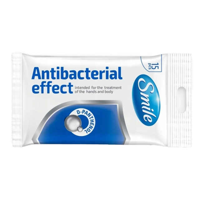 Smile antibacterial effect törlőkendő 15db