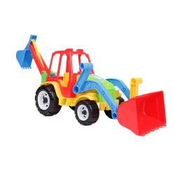 Traktor tolólappal és markolóval