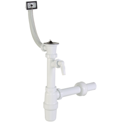 Egymedencés mosogatószifon túlfolyóval mosogatógép csatl., leeresztő szelep 40-es elfolyás STY-538-1