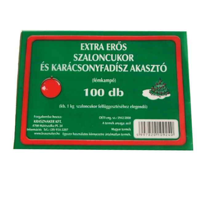 Extra erős szaloncukor és karácsonyfadísz akasztó 100db