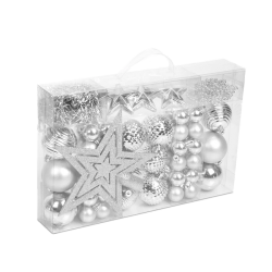Karácosnyfa dísz szett 66db-os ezüst