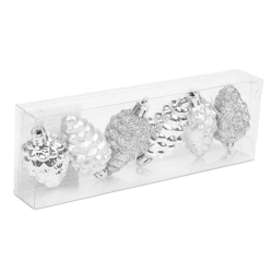 Karácsonyi ezüst toboz 6db-os 6cm