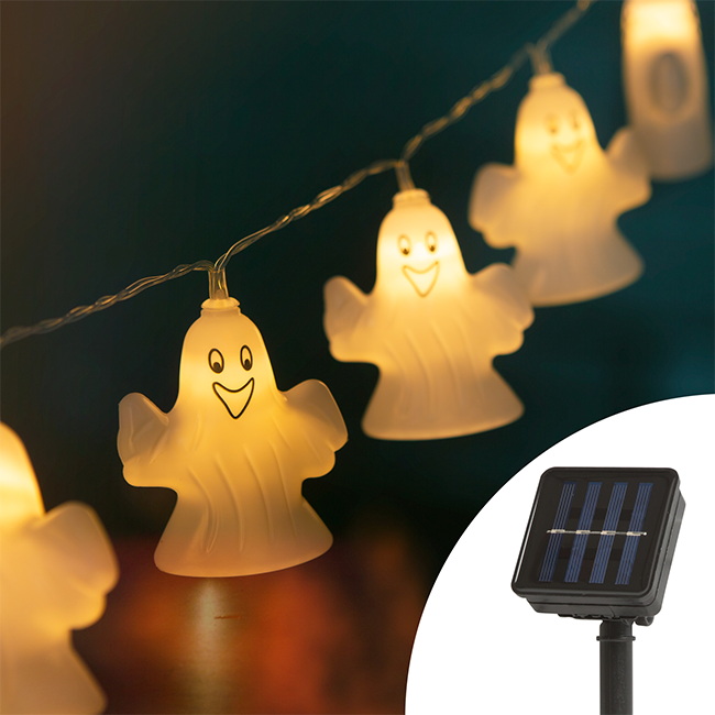 Szellem LED szolár fényfüzér 1,1m