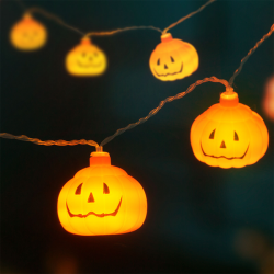 Halloween tök LED-es fényfüzér elemes 12LED 1,65m