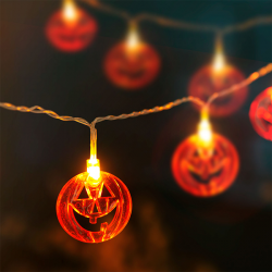 Halloween tök fényfüzér 10 LED elemes 135cm