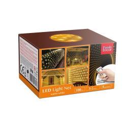 Karácsonyi LED fényháló 3m x 2m 100LED, 8 funkciós, meleg-fehér