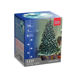 Fényfüzér 50 LED 8 funkciós 5m hideg-fehér hálózati