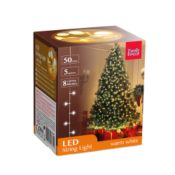 Fényfüzér 50 LED 5m 8 funkciós meleg-fehér hálózati