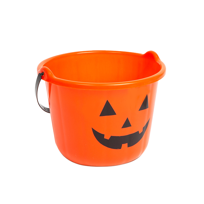 Halloween-i műanyag tökmintás vödör 20x15cm