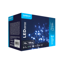 Fényfüzér 100 LED 10m 8 funkciós hideg-fehér hálózati