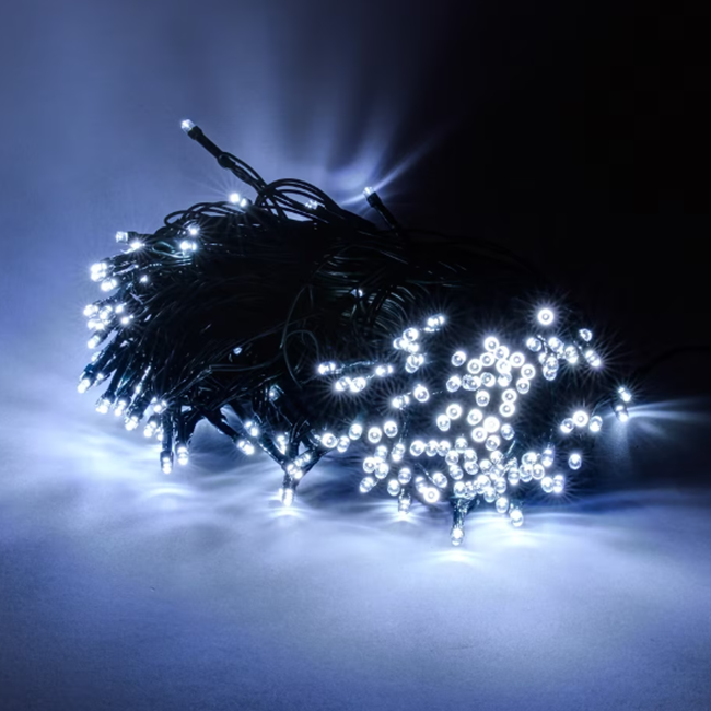 Fényfüzér 100 LED hideg-fehér szolár 1,08m